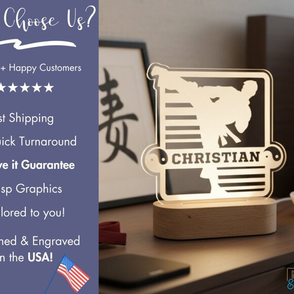 Personalized Martial Arts LED Night Light – Fun Karate Room Decor - Picture 4 of 8